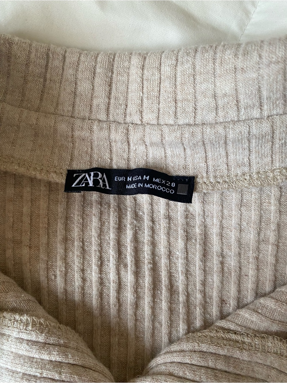 Zara Ribbed Button-Front Women's Sweater - Beige - Picture 3 of 3